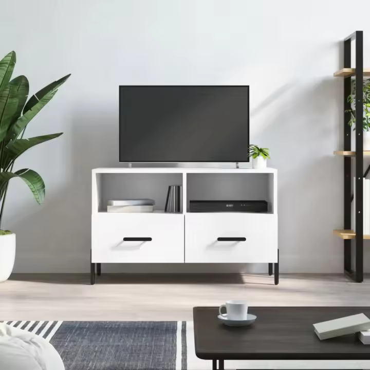 vidaXL Mueble para TV madera contrachapada blanco 80x36x50 cm - 1