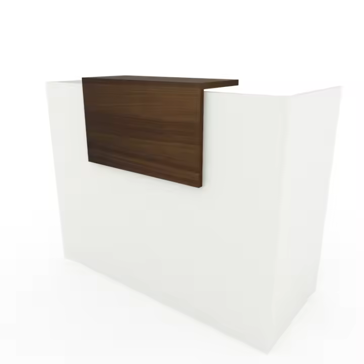 OFICIT Mostrador recepción Basic Low de 120 cm de ancho con sobremostador en color Nogal. - 1