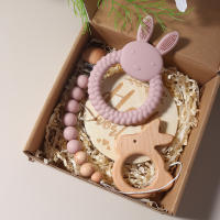 Juego De Regalo Para Bebé Recién Nacido Mordedor De Silicona Conejito Juguete De Madera Rattle Accesorios Para Fotografía - details 4