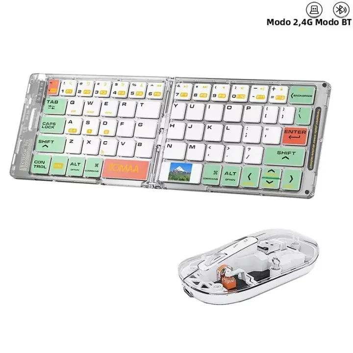 Teclado Y Ratón Plegables Bluetooth 5.1 Modos Doble Transparente Recargable Portátil Para Viajes Compatible Con Laptop - 1
