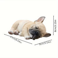 1pc Perro Bulldog Francés Dormido Estatua De Resina Para Jardín Decoración Duradera De Exterior Ornamento Animal Moderno - details 8