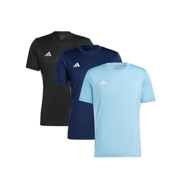 Adidas Pack 3 Camisetas Manga Corta Deporte - Color Celeste, Azul Marino y Negro - Modelo Tabela - Cuello Redondo T-Shirt Transpirable Aeroredy para Deportistas - Adidas Sport - Fútbol - Tenis - Padel - Indoor - Multideporte