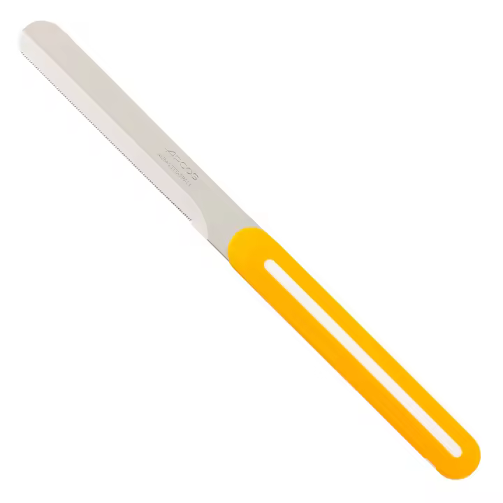 Arcos Cuchillo de Mesa Serrado - Acero Inoxidable NITRUM 100 mm - Desayuno y Cocina - Mango Polipropileno Naranja - Serie B-Line - 1
