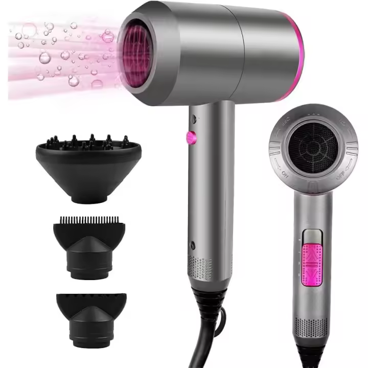 Secador Pelo Ionico, Secadores de Pelo iones Profesional Hair Dryer Motor AC Motor Rápido, 3 Temperaturas, 2 Velocidades, Difusor y Concentrador (Gris) CASAMAA - 1