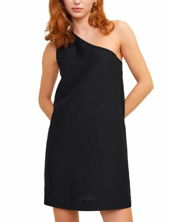 Vestido JJXX Annika negro tirante asimétrico para mujer - 1