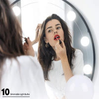 Luces LED de tocador para espejo, luces de tocador estilo Hollywood con 10 bombillas regulables, color y brillo ajustables, cable USB, luces de espejo adhesivas para maquillaje, mesa de - details 3