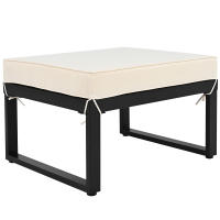 Juego de muebles de Jardín, juego de Esquina, sofá + Mesa de café + reposapiés, tubo de Maple galvanizado, tablero de Madera de Acacia, para Jardín, pool y otras áreas al libre, beige + Negro - details 6