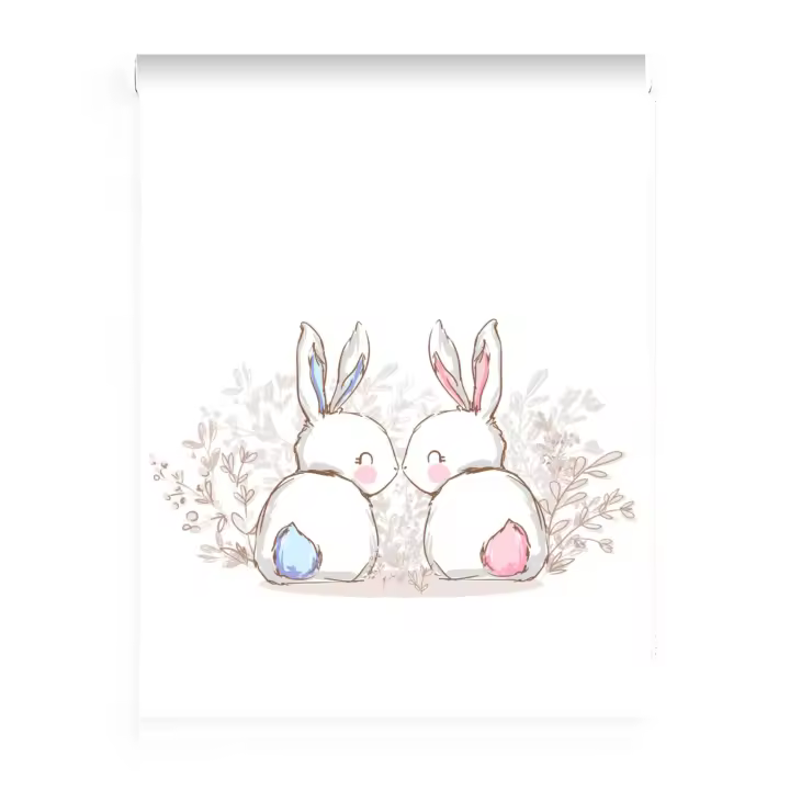 Estores Iroa- Estor Enrollable Infantil de Animales niño y niña  -  Conejito Bebé habitacion compartida - Translúcido Blanco - 1