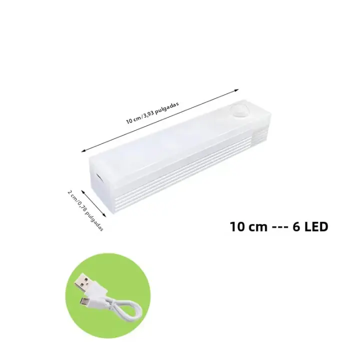 Luz Nocturna LED Con Sensor De Movimiento Recargable Por USB Luz De Armario Escalera Para Cocina Tipo C Material ABS - 1