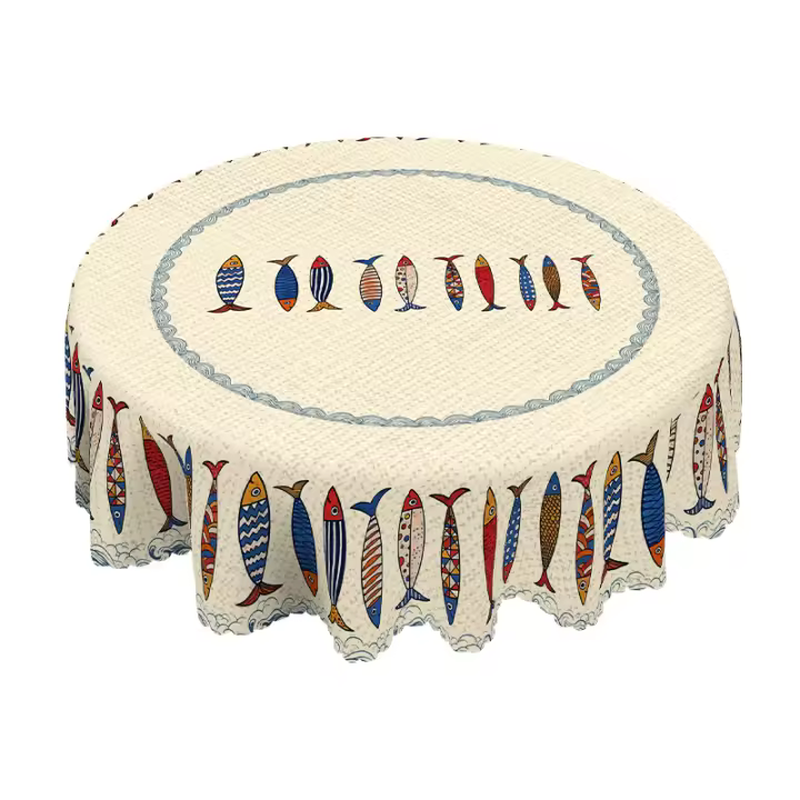 Mantel De Pescado Azul 1pc Decoración De Hogar Tema Oceánico Decoración De Verano Regalo Para Amantes De La Pesca Poliéster Impermeable Moderno - 1