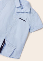 Mayoral - Camisa de Vestir de Niño en Color Azul, Manga Corta, Abotonada por Delante, con Bolsillo Frontal - Elegante y Sofisticada - Perfecta para Ocasiones Especiales - details 3