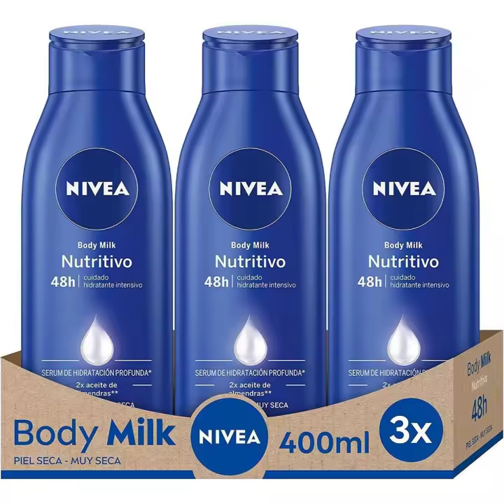 NIVEA Body Milk Loción Corporal Nutritivo 400ml - Pack de 3 unidades - 1