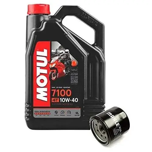Duo Servicio Cambio Aceite Motos- Motul 7100 4T 10W-40 sintetico 4 litros + filtro aceite OC575 - 1