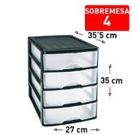 Cajonera SOBREMESA 4 de plástico ,35.5X35X27cm, cajones multicolor, torre almacenaje, sobremesa, escritorio, baño, oficina,ect. - details 2