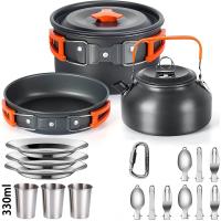 Juego De Cocina Para Camping LISM Para 2-3 Personas Sello Antigoteado Con Vaso De Té Aluminio Plegable Para Picnic Al Aire Libre - details 18