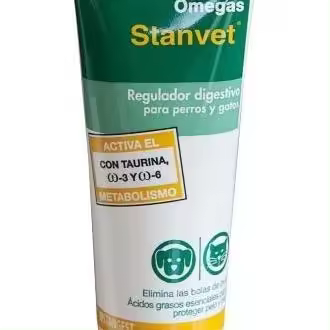 Malta Omegas Stanvet Perros y Gatos 100 gr  Suplemento alimenticio natural, enriquecida con ácidos grasos Omega-3, Omega-6 y Taurina, para regular su metabolismo y conseguir un pelo más fuerte y brillante. - 1