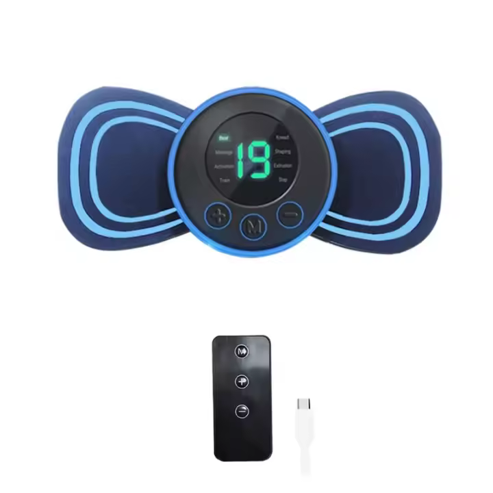Portable Electric Intelligent Mini Neck Massager Patch for Back and Shoulder Massager With Pad and Remote - 1