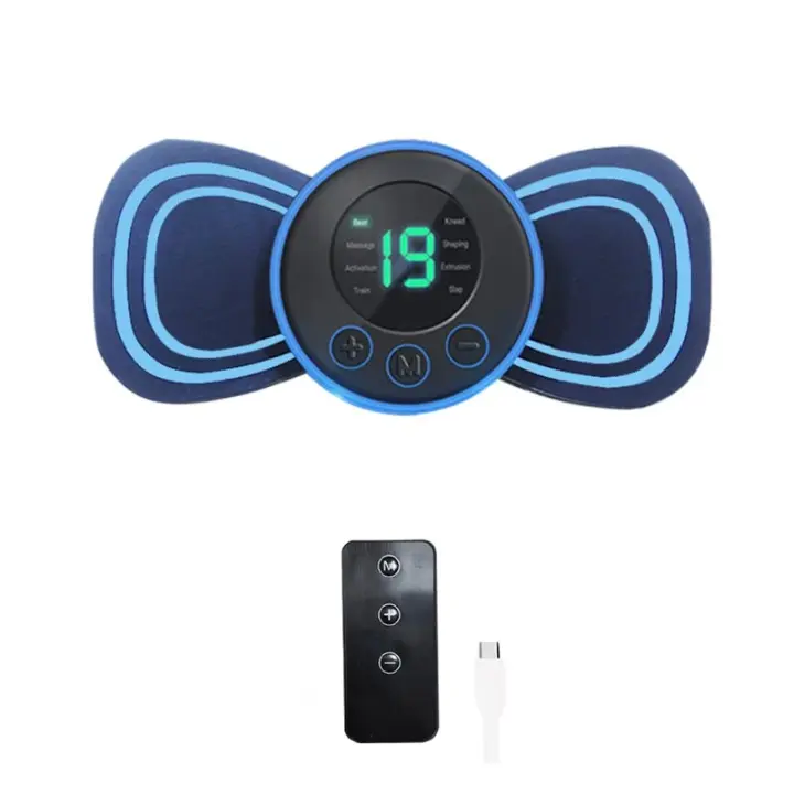 Portable Electric Intelligent Mini Neck Massager Patch for Back and Shoulder Massager With Pad and Remote - 1