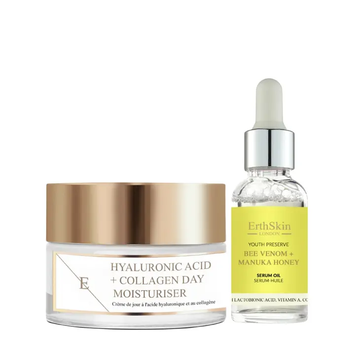 ErthSkin London Crema de día con ácido hialurónico y colágeno (50 ml) + Sérum de veneno de abeja y miel de Manuka (30 ml) - 1