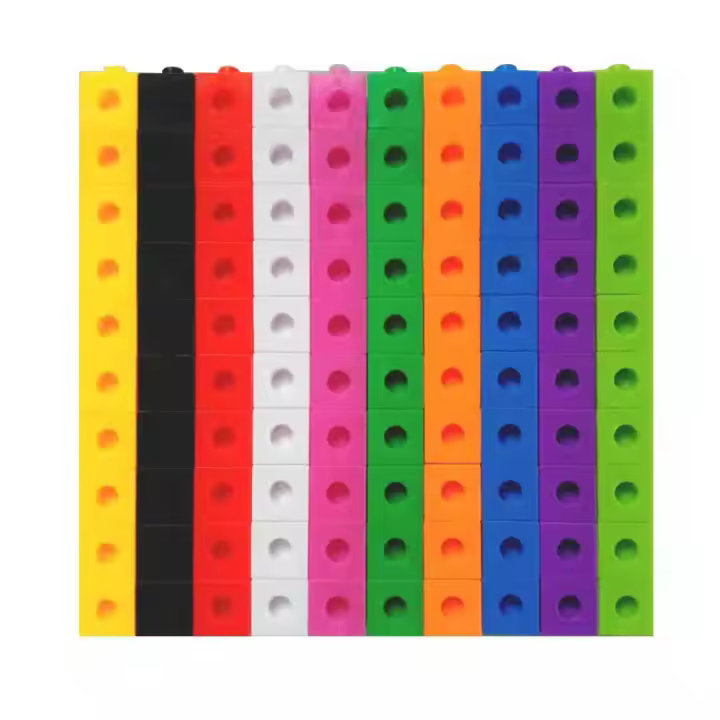 100 cubos de matemáticas con 10 colores, cubos conectables, aprendizaje de matemáticas para los primeros años, bloques de conteo mágicos, juego de bloques de conteo para la escuela y el hogar - 1
