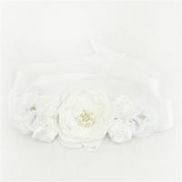 Cinturón De Boda Elegante Para Mujer Con Flores De Satén Y Cuentas Hechas a Mano Diadema De Cintura Para Vestido De Novia - details 1