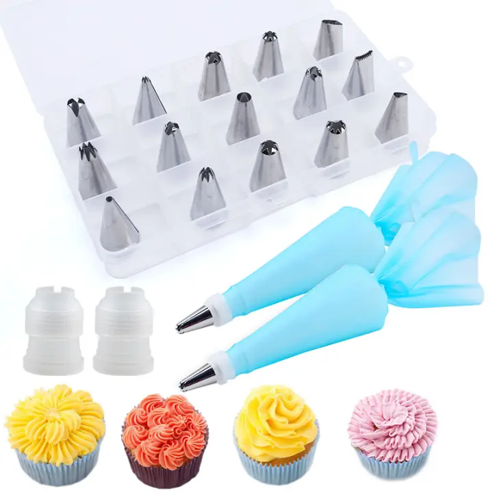 FAIS DU 19 Piezas Herramientas De Decoración De Pastel Con Caja Suministros De Pastelería Para Cupcakes Acero Inoxidable Ecológico - 1