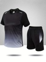 Conjunto De Entrenamiento De Baloncesto Para Hombres Verano Camiseta De Manga Corta Gradiente Y Shorts Secado Rápido 2 Piezas - details 3