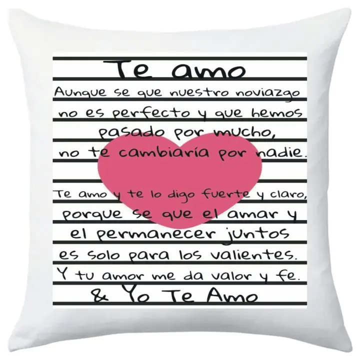 TEOVEL COJÍN + RELLEO CON FRASE: “TE AMO” ESPECIAL SAN VALENTÍN. MENSAJE DE AMOR. 40 x 40 CM - 1