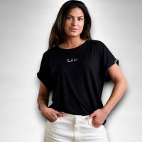 Camiseta Básica Negra Anabel Lee - "Actitud +" Bordado en Manga - details 0