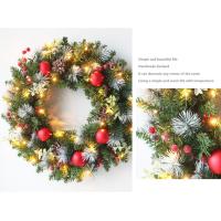 Wreath De Navidad Con Luces LED Simulación Berenjena Roja Decoración Xmas Para Puerta Ventana Y Pared 40cm Material PVC - details 7