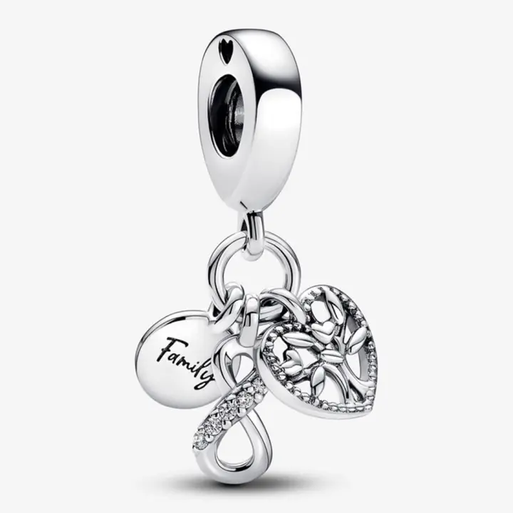 Pandora Charm de Colgante en Plata de Ley Colgante triple infinito familiar，Incluye Caja Original - 1