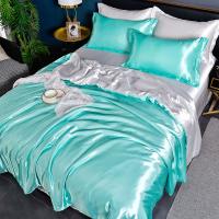 Juego De Cama Nórdico De Seda Con Fundas De Almohada Y Sábana De Lujo Para Pareja Individual Doble Verano Textil Sólido - details 17