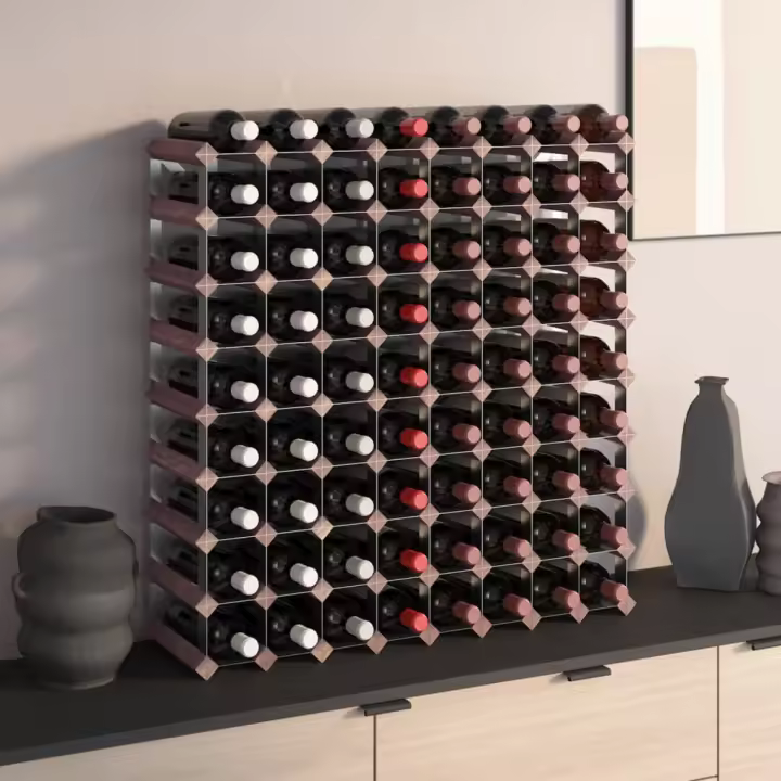 vidaXL Botellero para 72 botellas de madera maciza de pino en color Beige/Marrón - 1