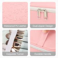 Bolsas de Cosméticos para Mujeres, paquete de 3 bolsas de Cosméticos de cuero portátiles con Cremallera impermeable, juego grande de Organizador de bolsas de Cosméticos de viaje para Mujeres y niñas - details 1