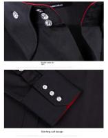 Camisa De Encaje Para Hombre Estilo Coreano Moda Formal Slim Fit Manga Larga Blanca Diseñadora Para Otoño Cuello Botón - details 7