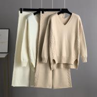Conjunto De Suéter Y Pantalones Para Mujer HLBCBG Otoño Invierno 2 Piezas Tejido De Cashmere Estilo Casual Oversize V-Neck - details 1