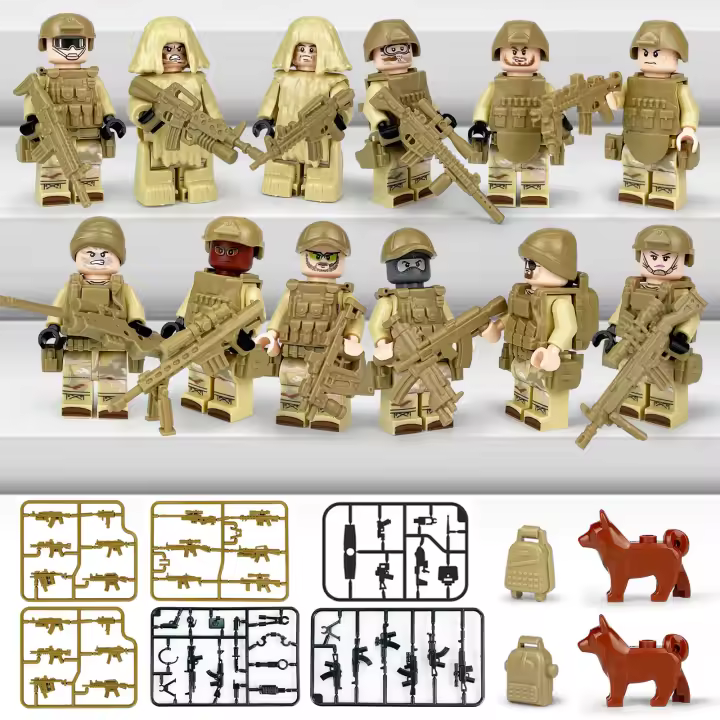 Kit de construcción de 12 minifiguras, juego de bloques de construcción militares, juguetes de soldados del ejército, armas y figuras. - 1