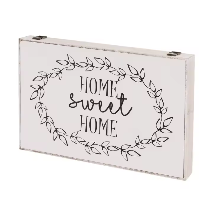 Tapa Contador Luz de Madera con texto Home Sweet Home blanco de 46x31x6 cm - 1