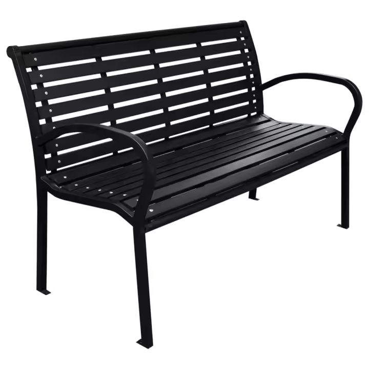 vidaXL Banco de jardín acero y WPC negro 116 cm - 1