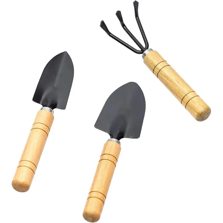 Juego de 3 Mini accesorios de Jardín with Mangos de Madera para plantar y transplantar. - 1