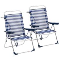 2 Sillas de Playa - Reclinable con Asas - Pack de 2 - Azul con Rayas - Silla de Playa plegable | XHC BRICO - details 0