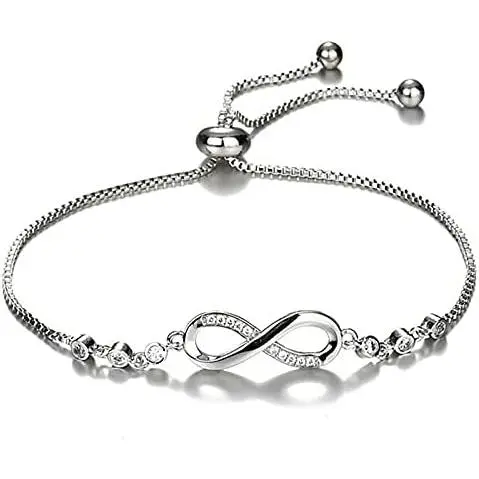Pulsera Mujer Plata de Infinite Amor Pulseras de Zirconia Cúbica Corazón,Pulsera Mujer Plata - 1