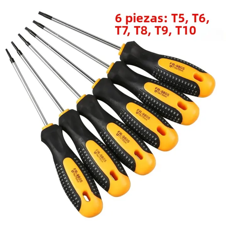 Juego De Destornilladores Torx Magnéticos CR-V Para Reparación De Teléfonos Y Computadoras Herramienta Manual Con Agujero De Seguridad T5-T30 Kit Multifuncional Antideslizante De Acero Cromo-vanadio - 1