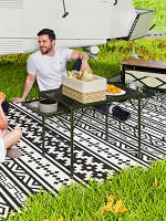 Mesa Plegable Camping de Aluminio 137x62x67 cm con Laterales Abatibles y Altura Ajustable Mesa Plegable Portátil Ligera con Encimera Metálica de Rejilla para Acampar Senderismo Playa Negro - details 1