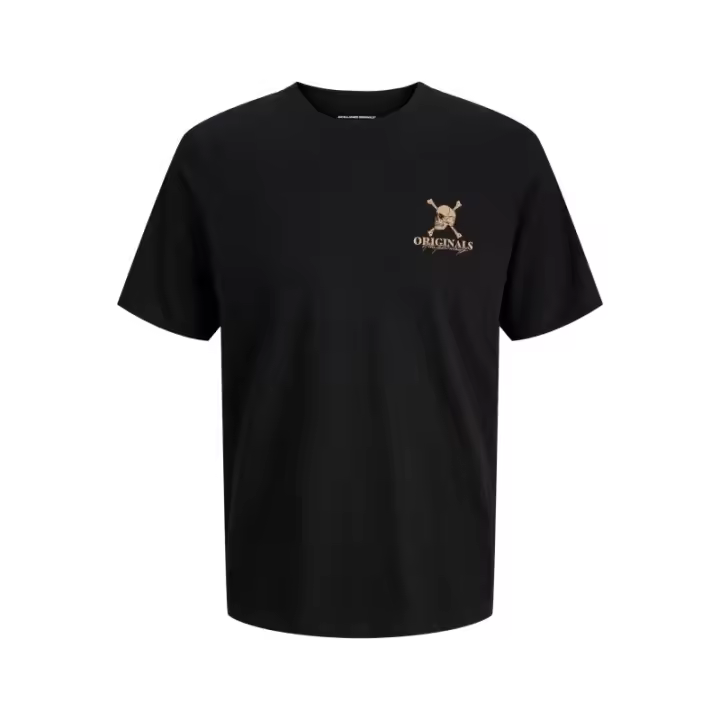 Camiseta Jack & Jones Originals Negra Hombre 100% Algodón Calavera Oro/Beige - 1