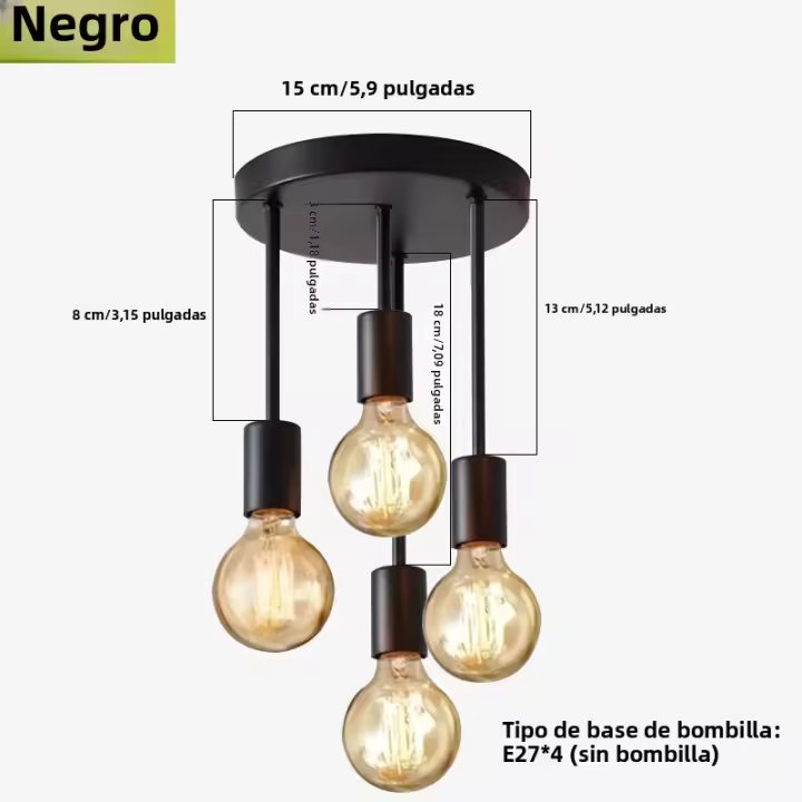 1Pc Lámpara De Techo Moderna Negra Con Base E27 Para Dormitorio Cocina Pasillo Corredor Sin Bulbo Incluido Instalación Sencilla - 1