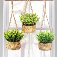 SIA FLOWER Plantas Artificiales Verdes Eucalipto Hierba Rosmarino Tejida En Maceta Montón De Grama 40cm Material PE Decoración Para El Hogar - details 4