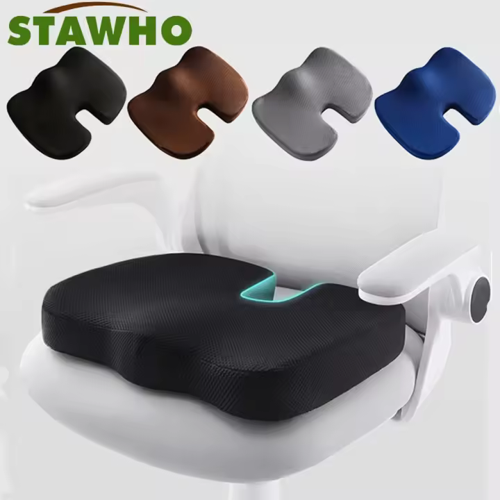 HY Cojín De Soporte Para Coccyx De Espuma De Memoria En Forma De U Para Silla Almohada De Masaje Ortopédico Para Coche Y Oficina - 1