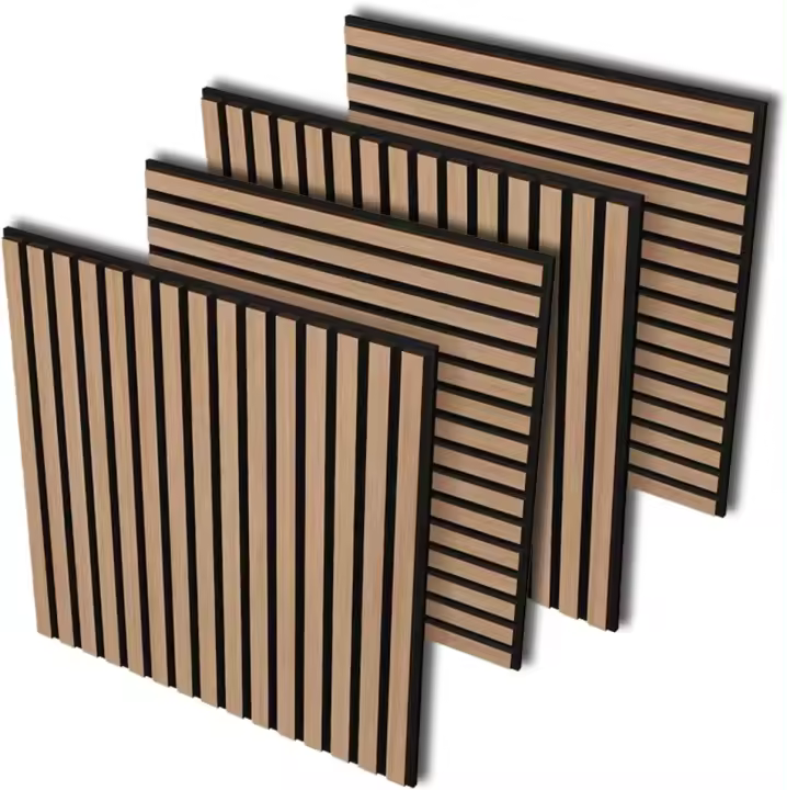 Juego de 4 paneles acústicos, 600 x 600 x 18 mm, 1,44 m², paneles acústicos de madera para un diseño elegante de pared, perfectos para salón, oficina o estudio de música - 1