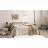 ARISE SHOP-*Edredón Soft Borreguillo Domani Marfil Stilia ,Colcha boutí/edredón jacquard beige reverso borreguillo+cuadrantes 430 g/m²,Fundas cojin incluidas 50x70cm - details 3